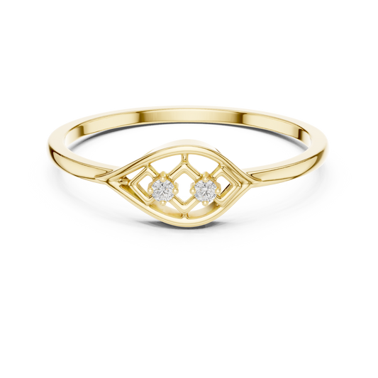 Dainty Yellow Gold Lab Grown Diamond Lattice Ring