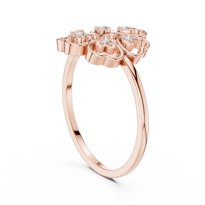 Rose Gold Lab Grown Diamond Heart Petal Flower Ring