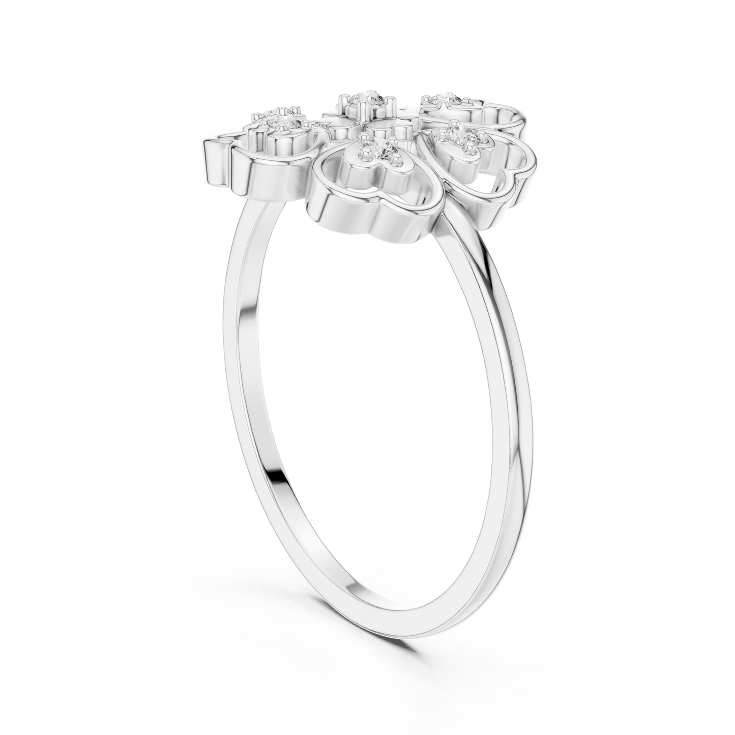 Rose Gold Lab Grown Diamond Heart Petal Flower Ring