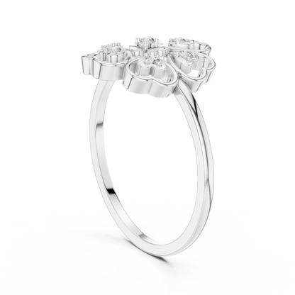 Rose Gold Lab Grown Diamond Heart Petal Flower Ring