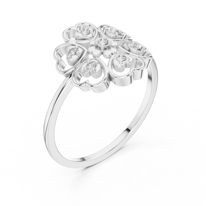 Rose Gold Lab Grown Diamond Heart Petal Flower Ring