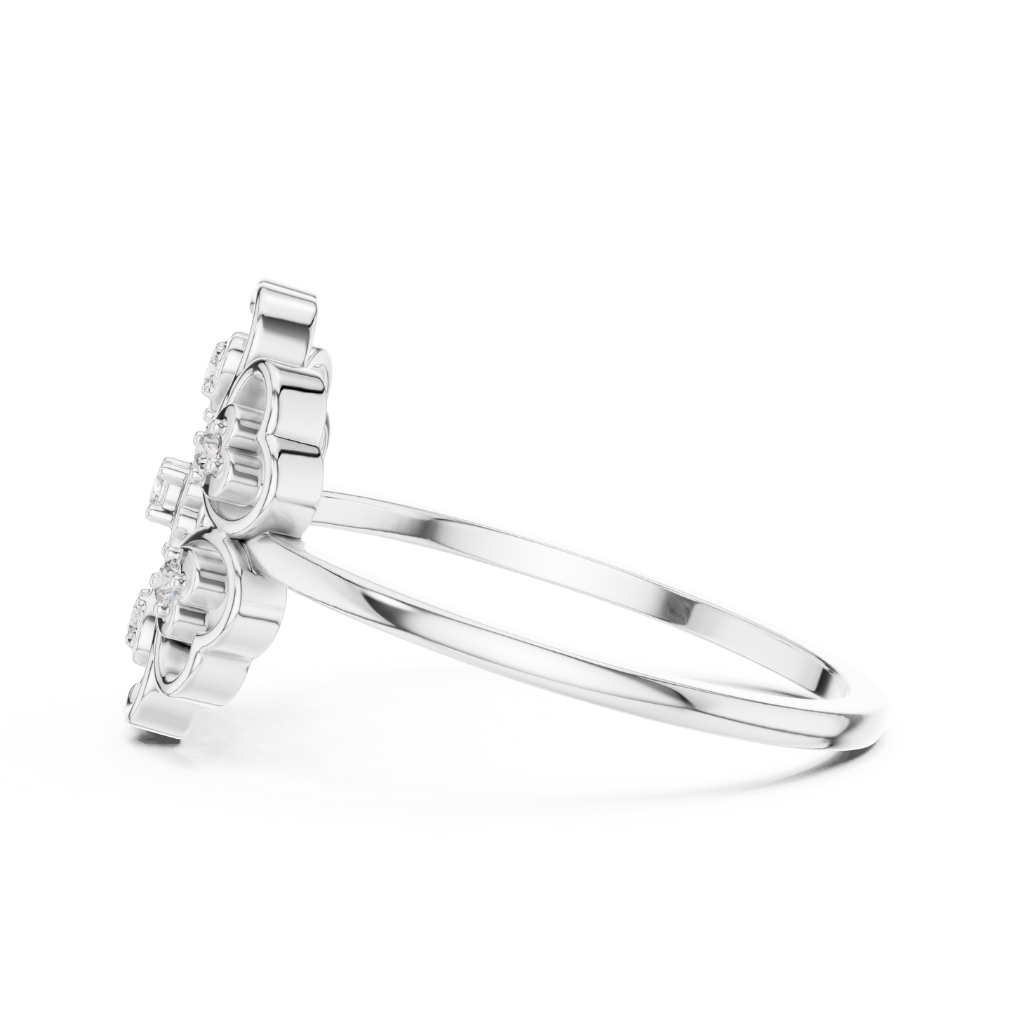 Rose Gold Lab Grown Diamond Heart Petal Flower Ring