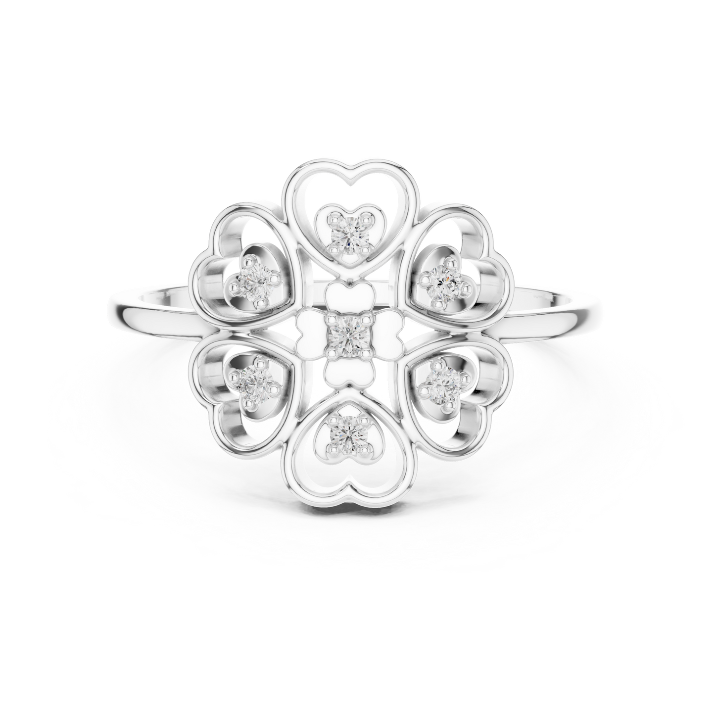 Rose Gold Lab Grown Diamond Heart Petal Flower Ring