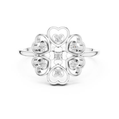 Rose Gold Lab Grown Diamond Heart Petal Flower Ring