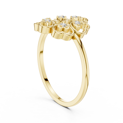 Rose Gold Lab Grown Diamond Heart Petal Flower Ring