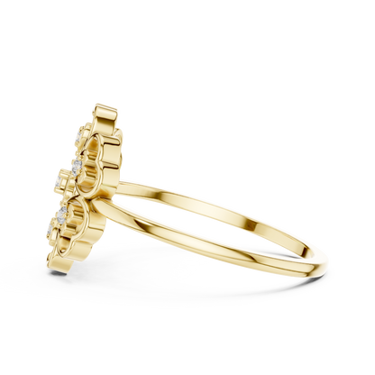 Rose Gold Lab Grown Diamond Heart Petal Flower Ring