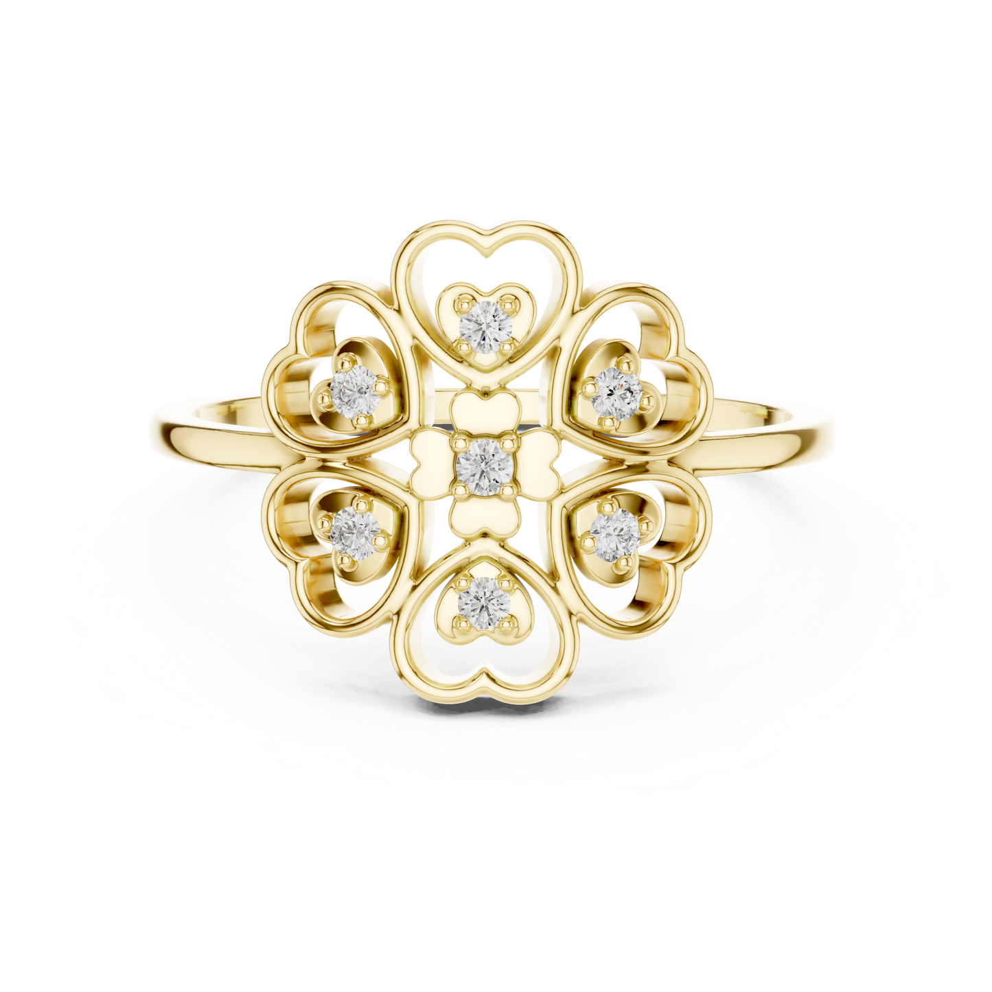 Rose Gold Lab Grown Diamond Heart Petal Flower Ring
