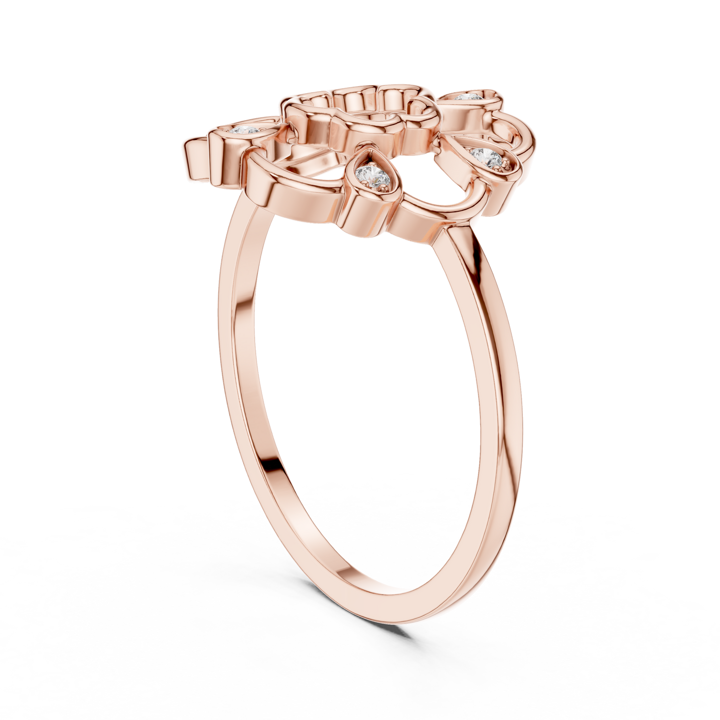 Open Work Floral Round Lab Grown Diamond Ring