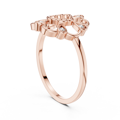 Open Work Floral Round Lab Grown Diamond Ring