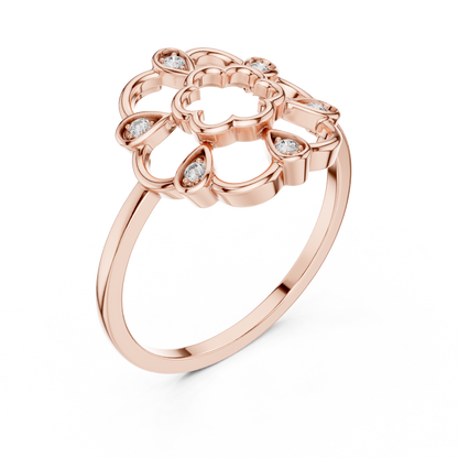 Open Work Floral Round Lab Grown Diamond Ring