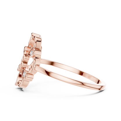 Open Work Floral Round Lab Grown Diamond Ring