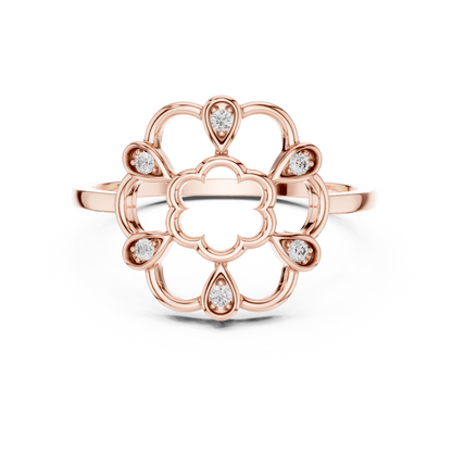 Open Work Floral Round Lab Grown Diamond Ring