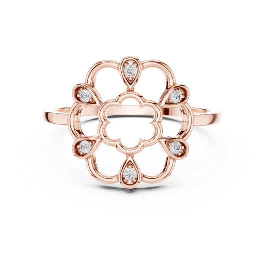 Open Work Floral Round Lab Grown Diamond Ring