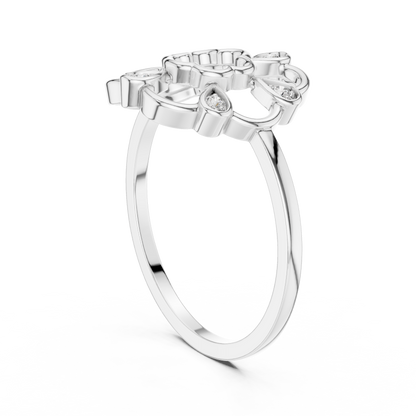 Open Work Floral Round Lab Grown Diamond Ring
