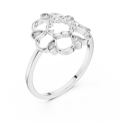 Open Work Floral Round Lab Grown Diamond Ring