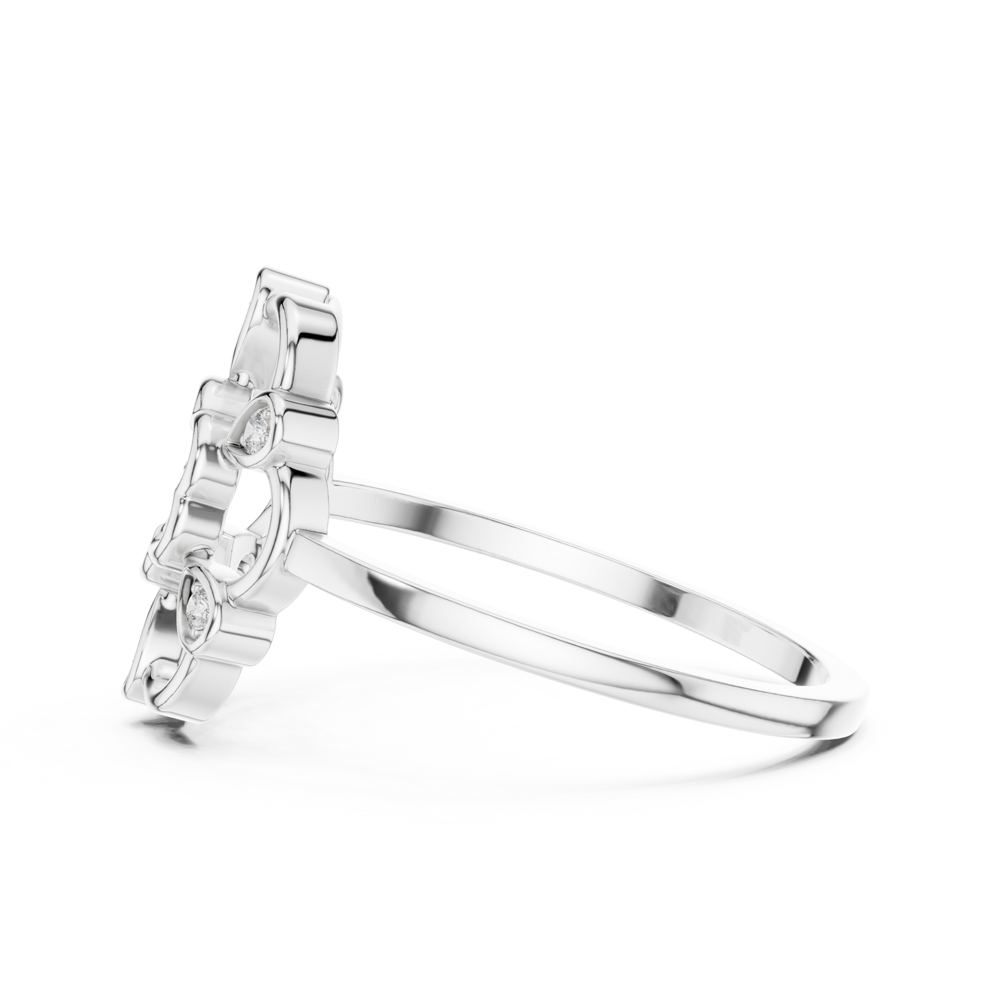 Open Work Floral Round Lab Grown Diamond Ring