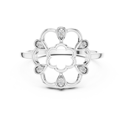 Open Work Floral Round Lab Grown Diamond Ring