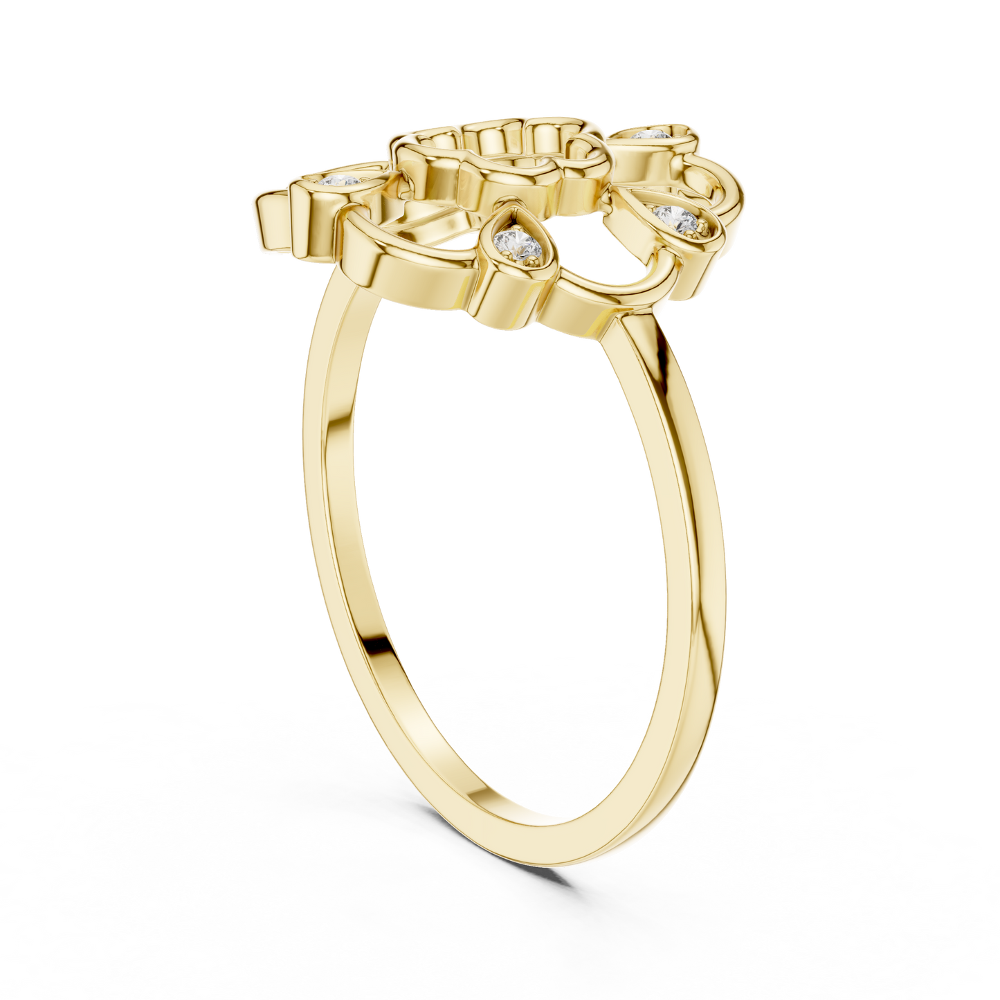 Open Work Floral Round Lab Grown Diamond Ring