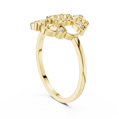 Open Work Floral Round Lab Grown Diamond Ring