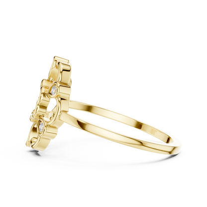 Open Work Floral Round Lab Grown Diamond Ring