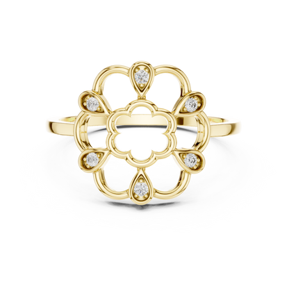 Open Work Floral Round Lab Grown Diamond Ring