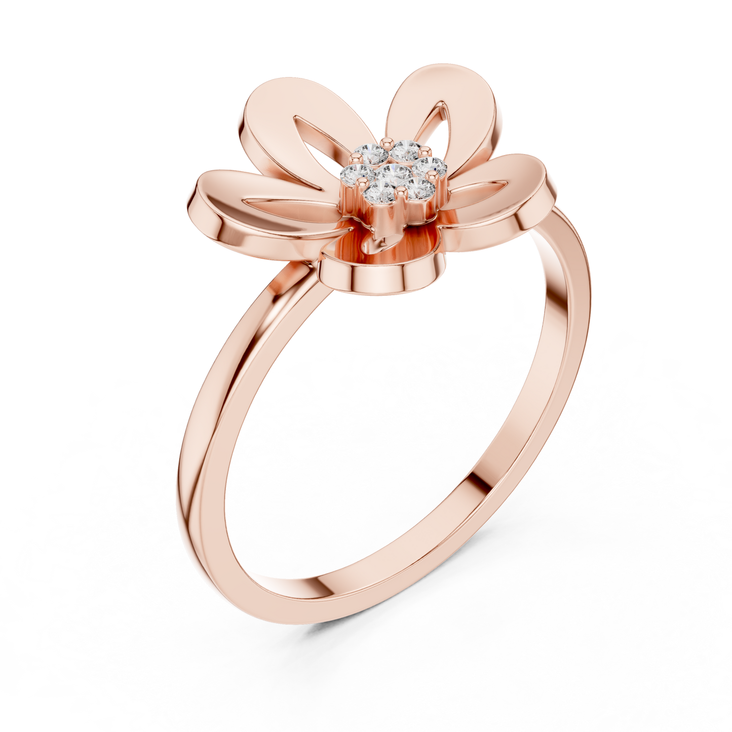 Round Lab Grown Diamond Daisy Flower Ring