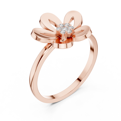 Round Lab Grown Diamond Daisy Flower Ring