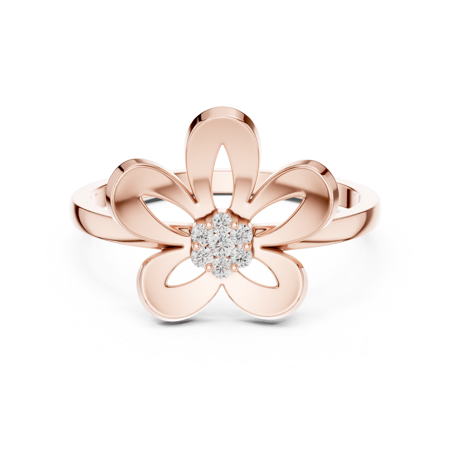 Round Lab Grown Diamond Daisy Flower Ring