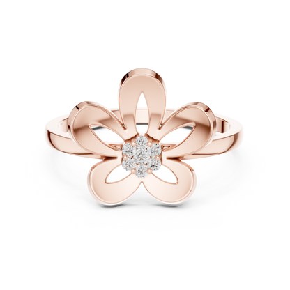 Round Lab Grown Diamond Daisy Flower Ring