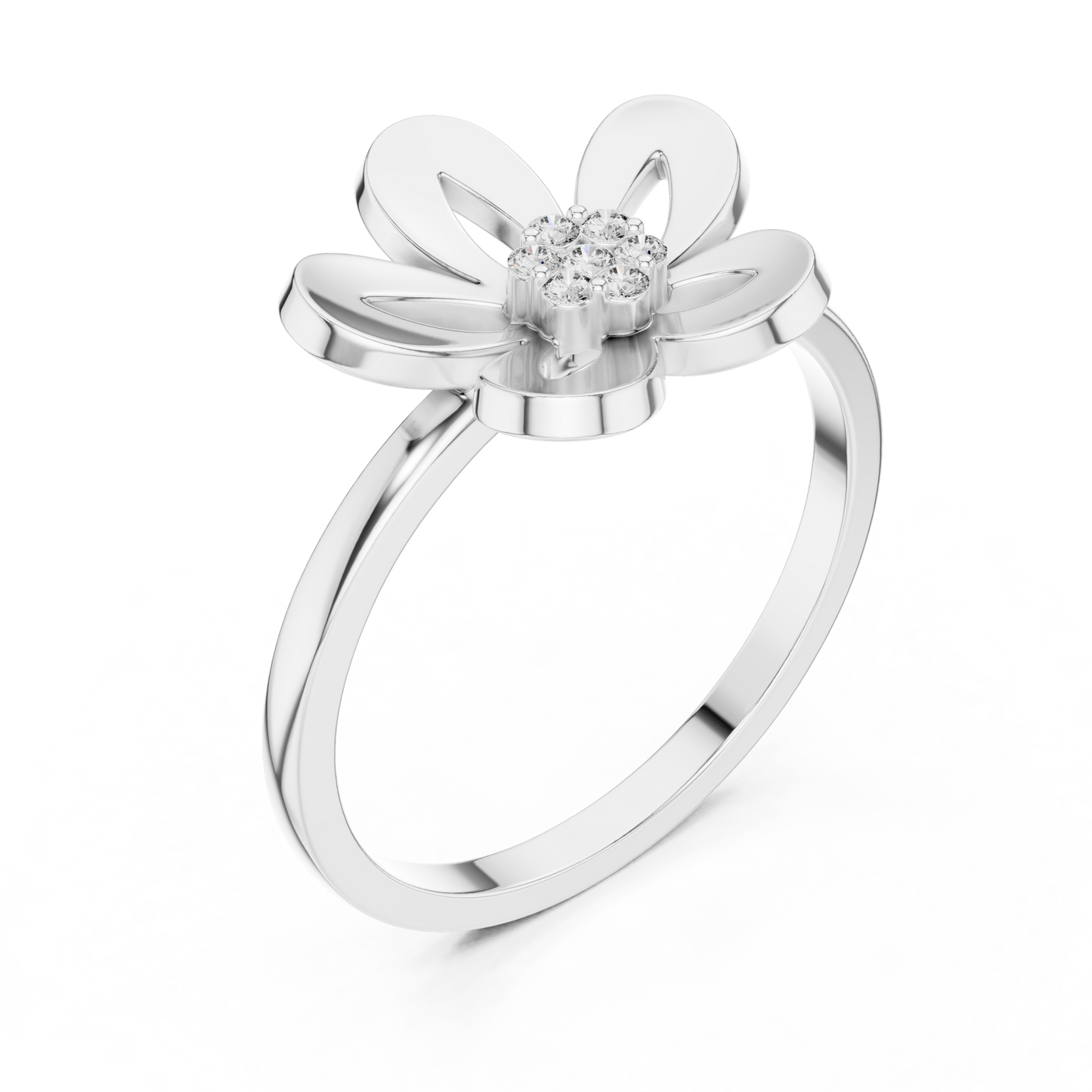 Round Lab Grown Diamond Daisy Flower Ring