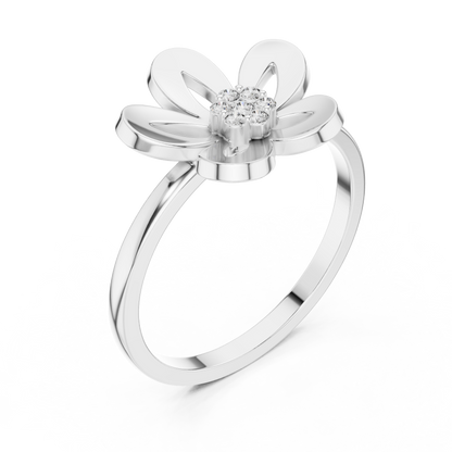 Round Lab Grown Diamond Daisy Flower Ring