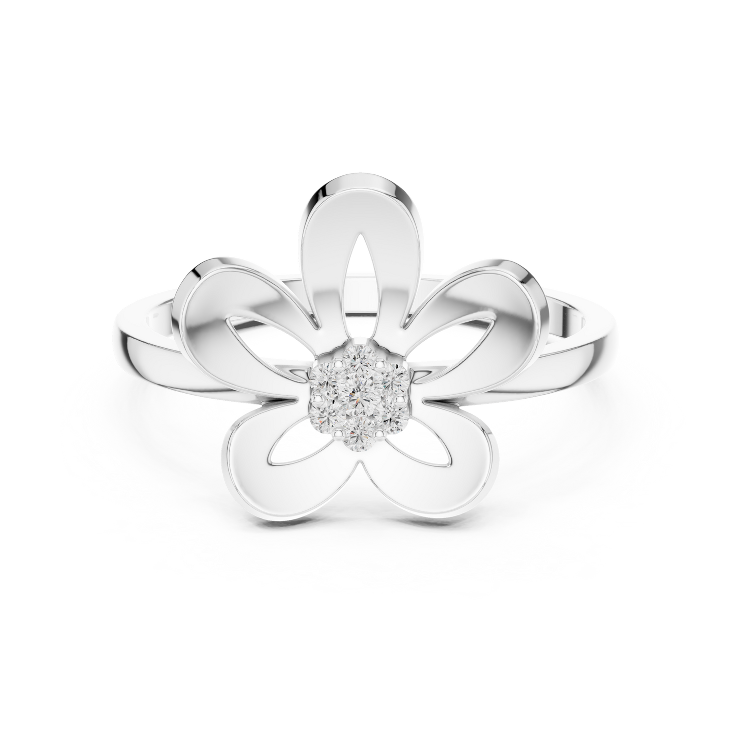 Round Lab Grown Diamond Daisy Flower Ring