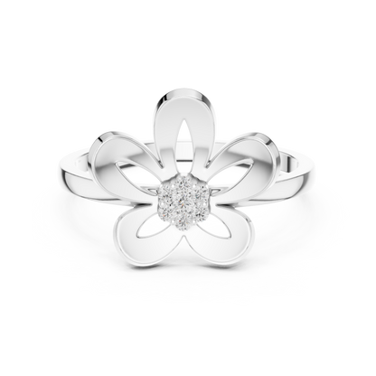 Round Lab Grown Diamond Daisy Flower Ring