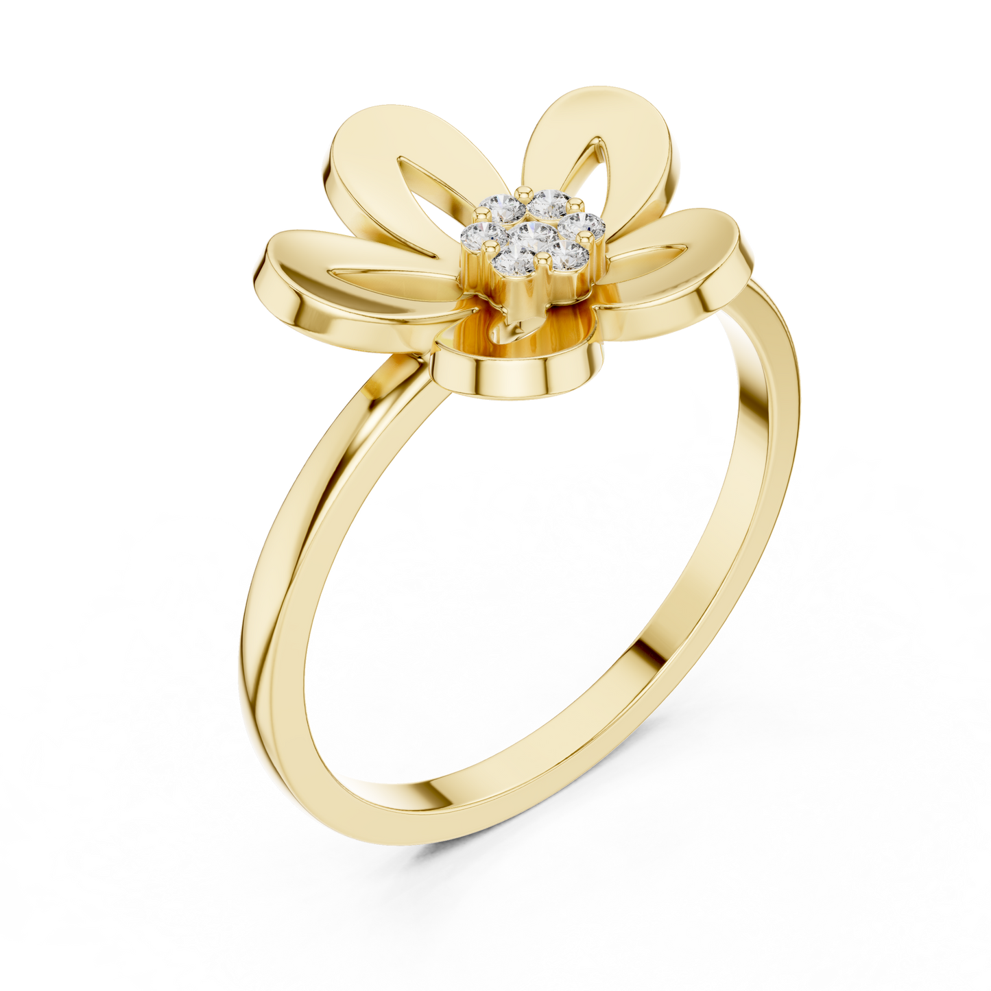 Round Lab Grown Diamond Daisy Flower Ring