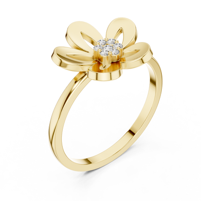 Round Lab Grown Diamond Daisy Flower Ring