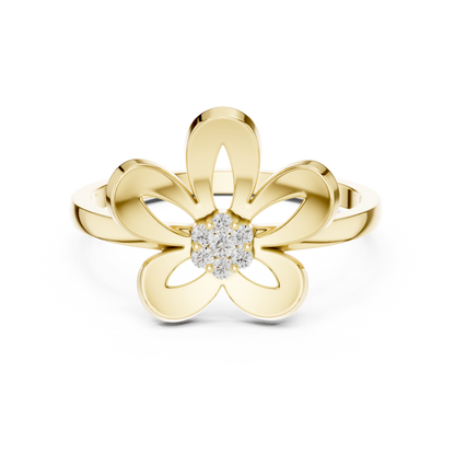 Round Lab Grown Diamond Daisy Flower Ring