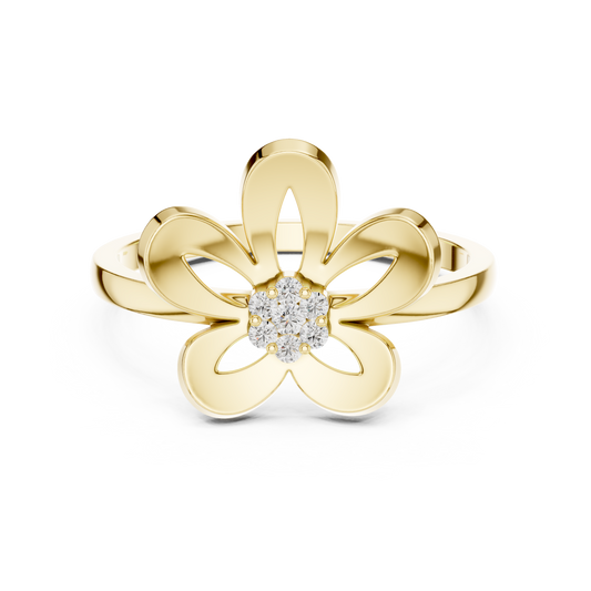 Round Lab Grown Diamond Daisy Flower Ring