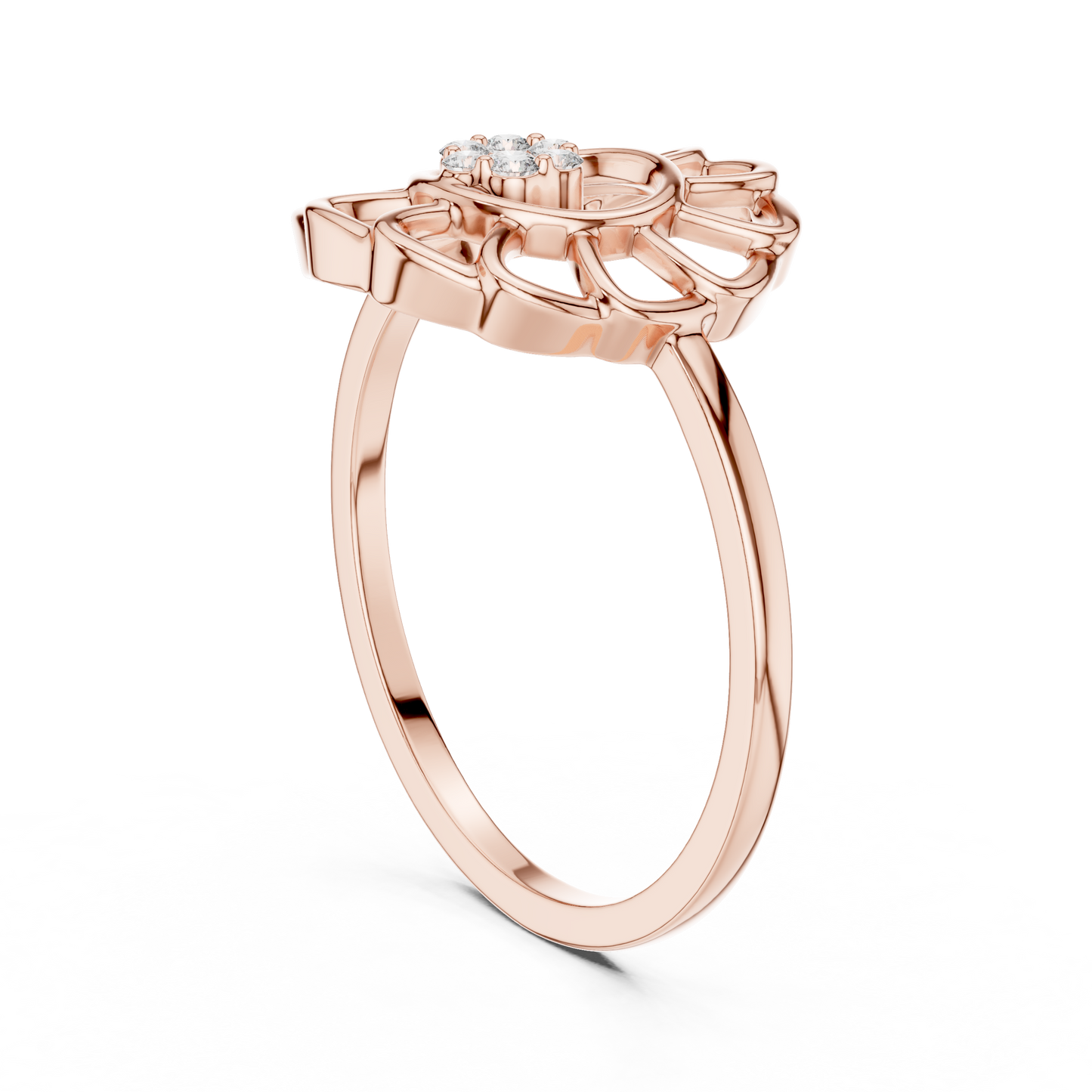 Lab Grown Diamond White Gold Petal Halo Ring