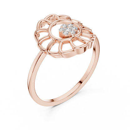 Lab Grown Diamond White Gold Petal Halo Ring