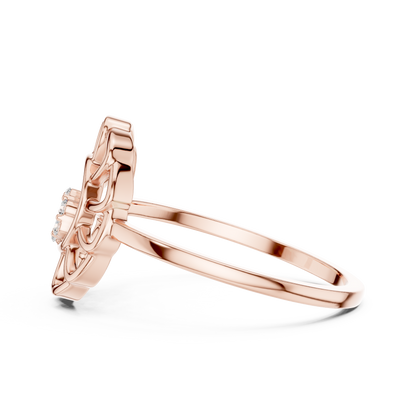 Lab Grown Diamond White Gold Petal Halo Ring