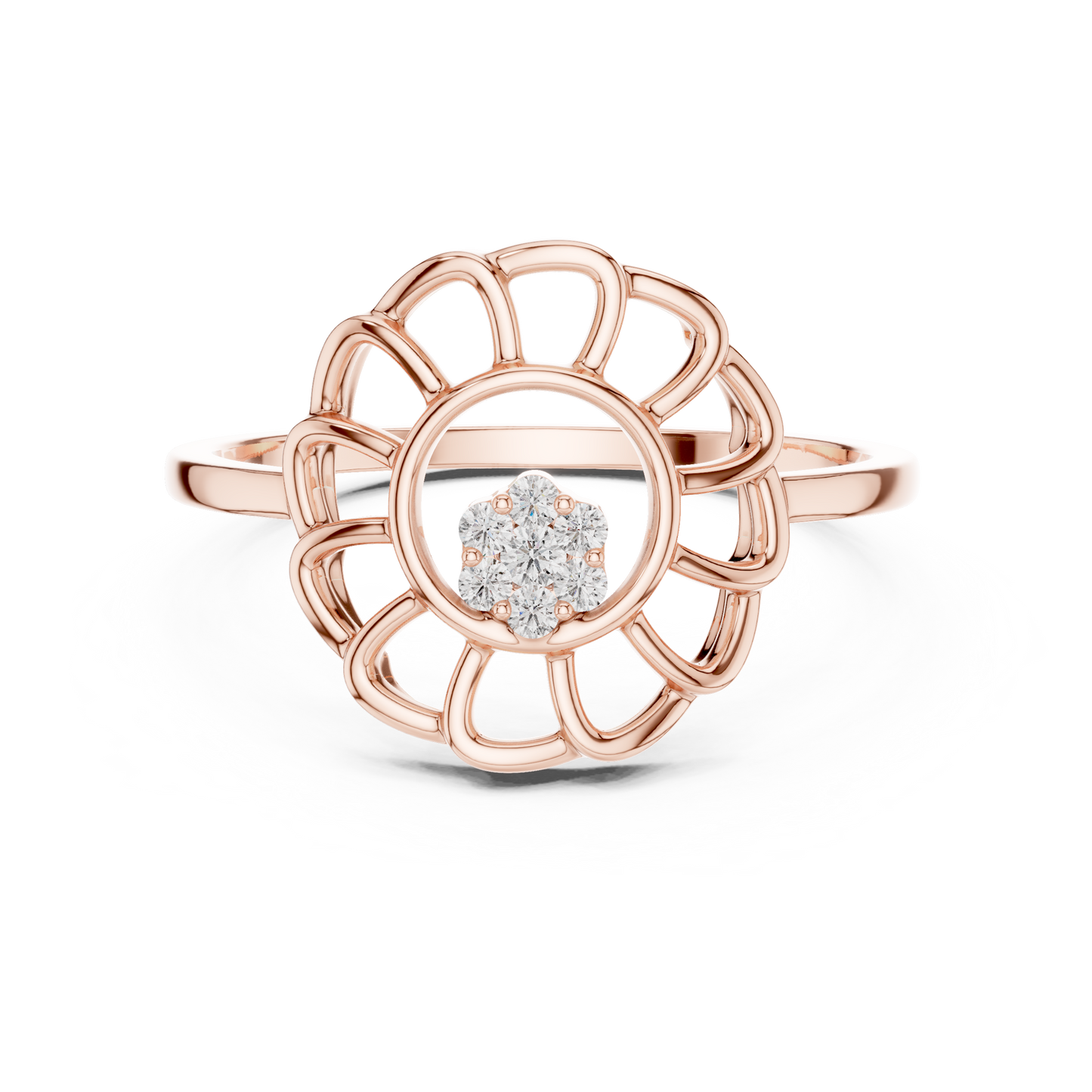 Lab Grown Diamond White Gold Petal Halo Ring