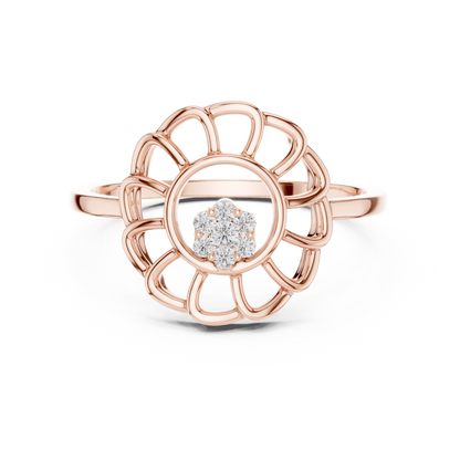 Lab Grown Diamond White Gold Petal Halo Ring
