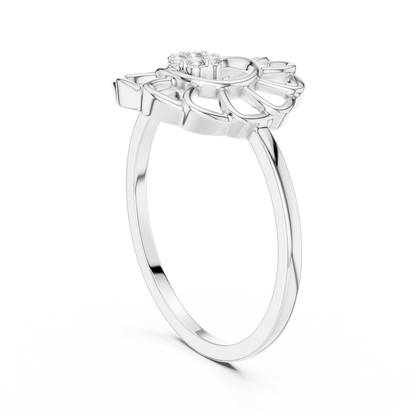 Lab Grown Diamond White Gold Petal Halo Ring