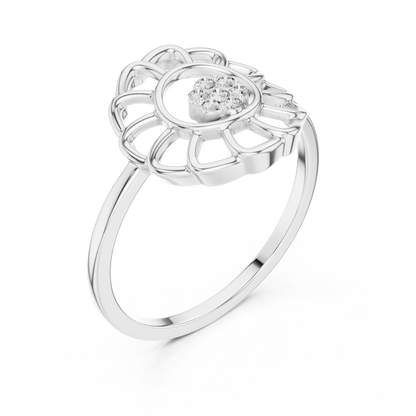 Lab Grown Diamond White Gold Petal Halo Ring