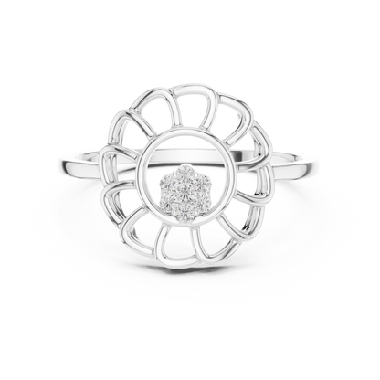 Lab Grown Diamond White Gold Petal Halo Ring