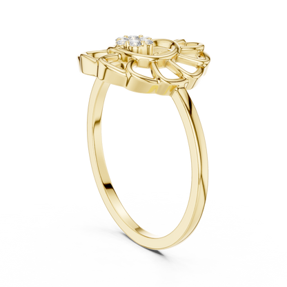 Lab Grown Diamond White Gold Petal Halo Ring