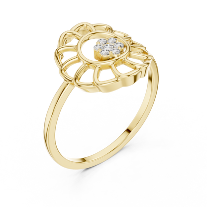Lab Grown Diamond White Gold Petal Halo Ring