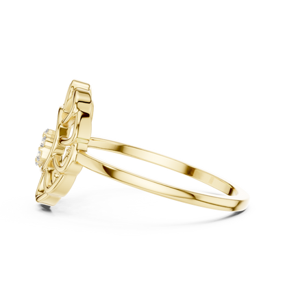 Lab Grown Diamond White Gold Petal Halo Ring