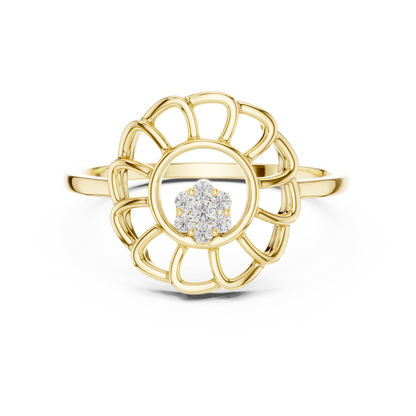 Lab Grown Diamond White Gold Petal Halo Ring