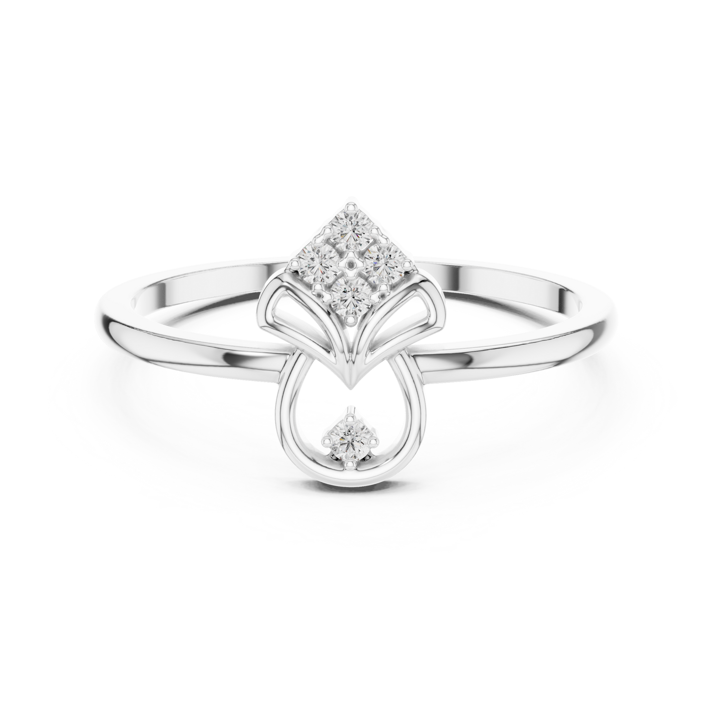 Geometric Drop Round Lab Grown Diamond Ring